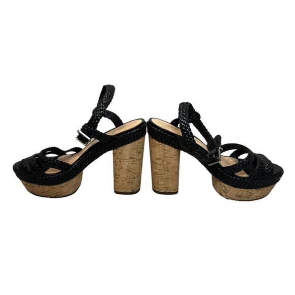 Schutz Cork Block Heel Sandals with Black Braided Leather, Women's Size 7.5 - Picture 9 of 11